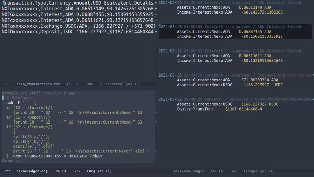 Using Awk to Convert CSV Crypto Transactions into Ledger-cli entries