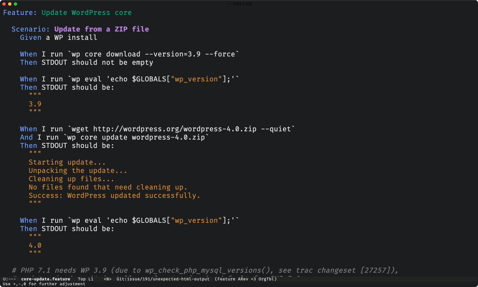 An example of a wpcli behat feature.